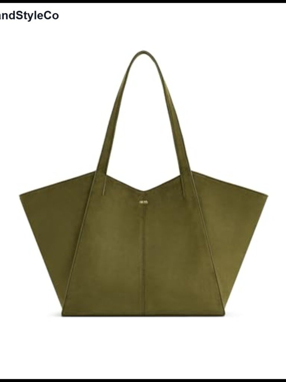 Faux Suede Large Capacity Tote Bag Hand Shoulder Gold Hardware